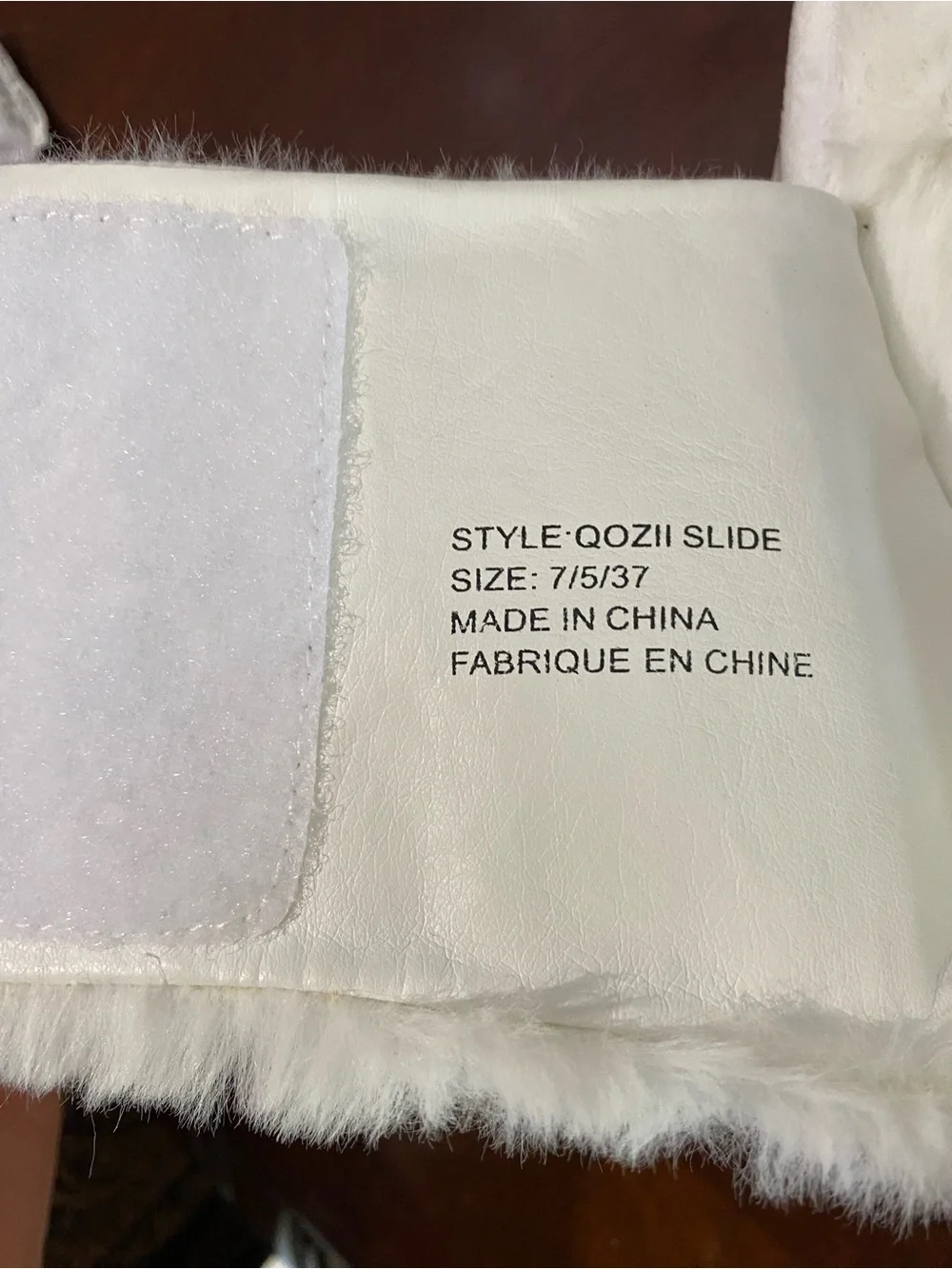 White Faux-Fur Platform Slide with Pink Metallic Cloud Accent